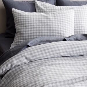 European Linen Gingham Duvet Cover Set